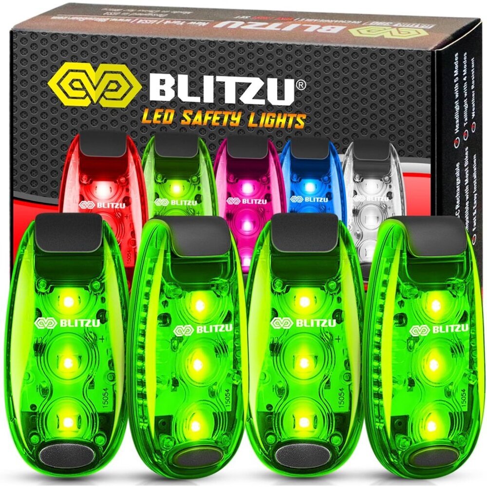 4 Pack LED Safety Light, Clip on Reflective Gear Lights for Walking at Night, Ru